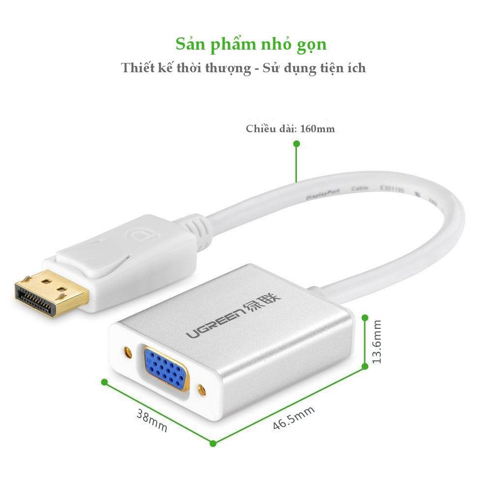 Cáp chuyển đổi Displayport male sang VGA female dài 15CM UGREEN DP106 - Hàng Chính Hãng