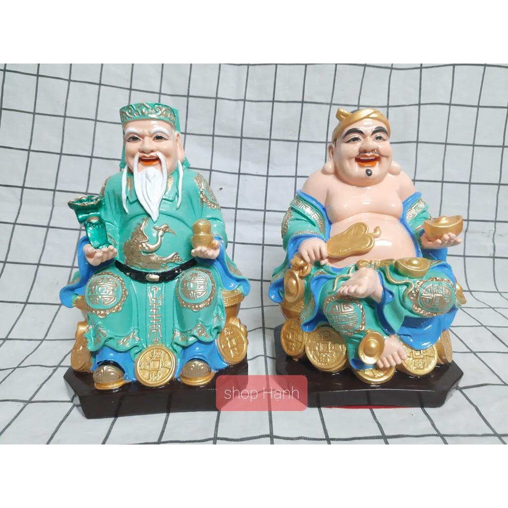 Ông Địa Thần Tài Đê vuông xanh cao 25 cm