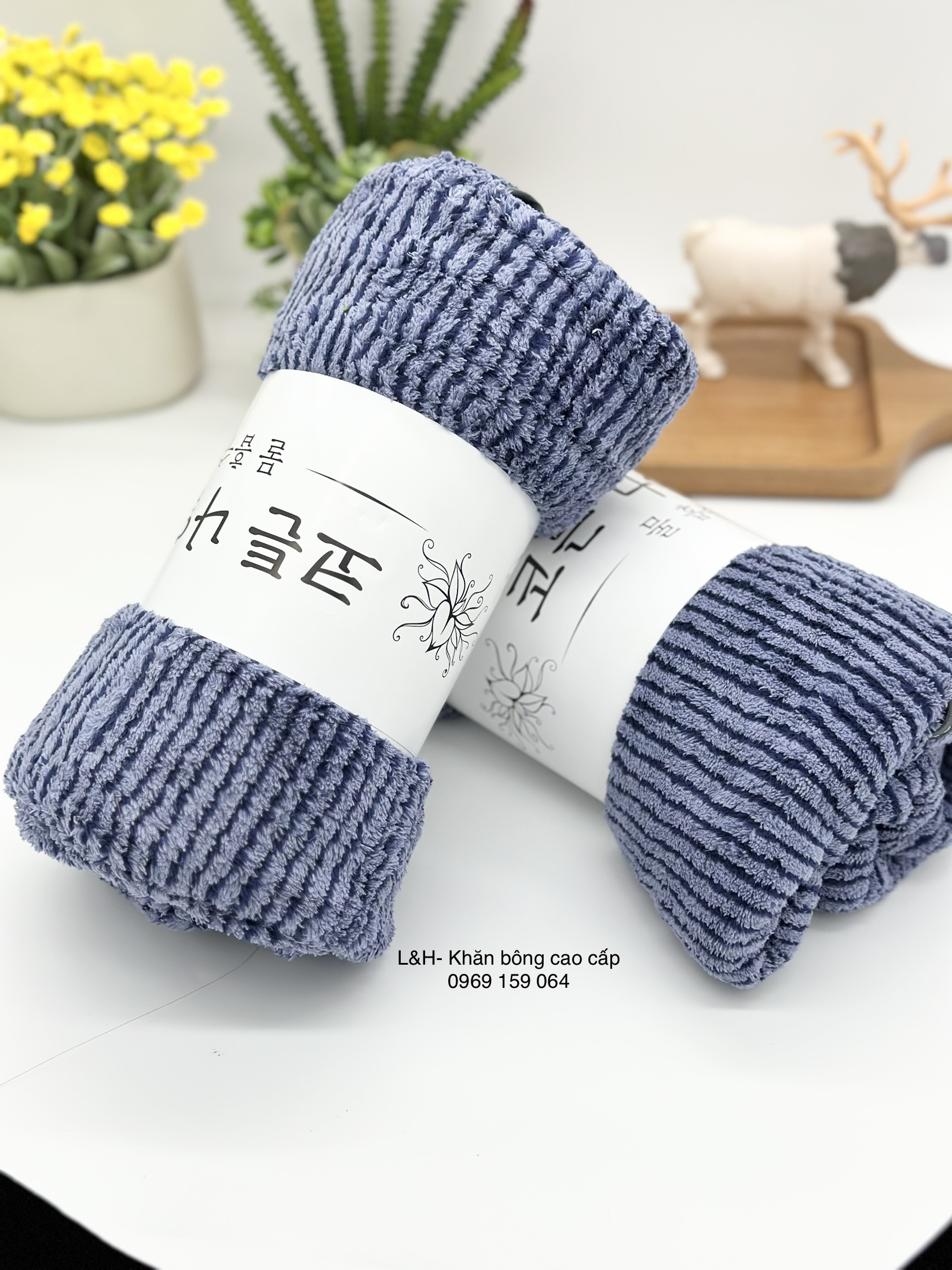 Khăn tắm lông cừu kẻ tăm Nổi, kT 70x140cm
