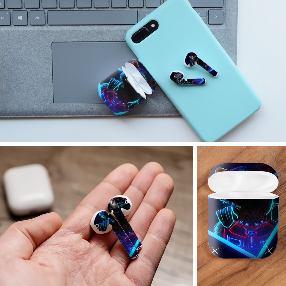 Miếng dán skin chống bẩn cho tai nghe AirPods in hình siêu anh hùng - SAH0023 (bản không dây 1 và 2