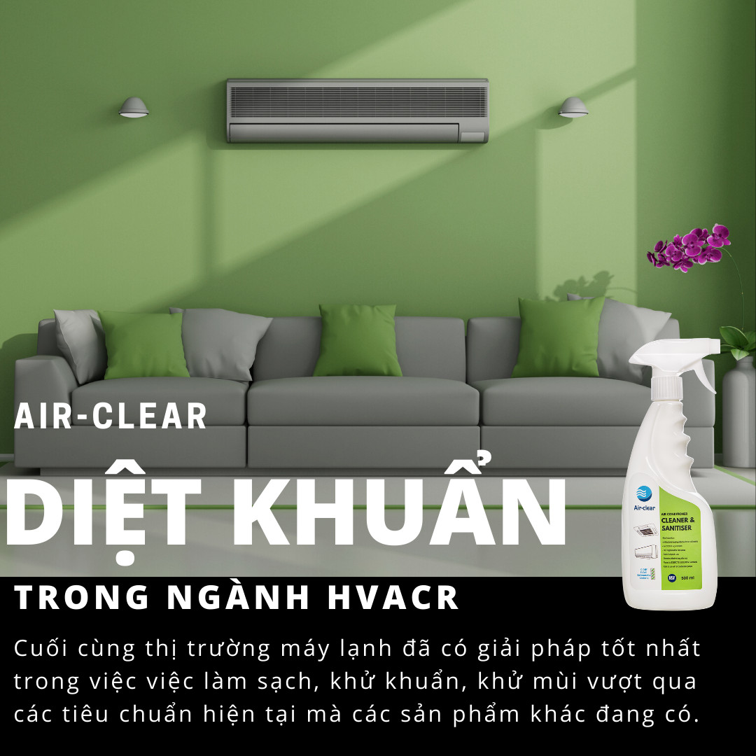 Chai xịt diệt khuẩn, nấm mốc máy lạnh điều hoà Air-Clear, 500ml , an toàn NSF