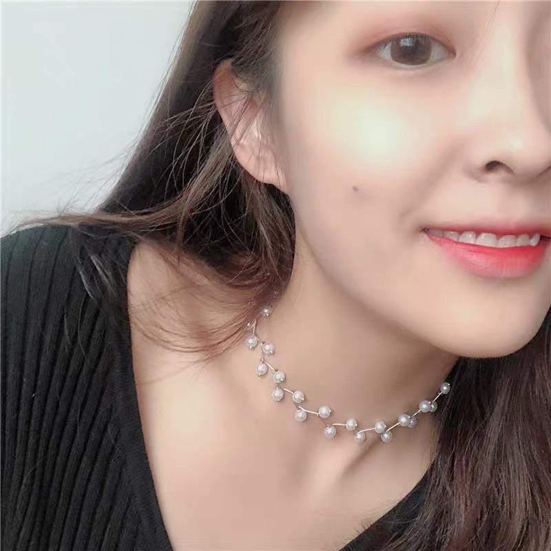 Choker đính hạt màu trắng - Vòng cổ phong cách hàn quốc - Maben