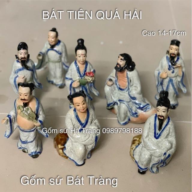 Bộ tượng BÁT TIÊN QUÁ HẢI Bày trang trí tiểu cảnh Chất liệu gốm sứ Bát Tràng cao cấp