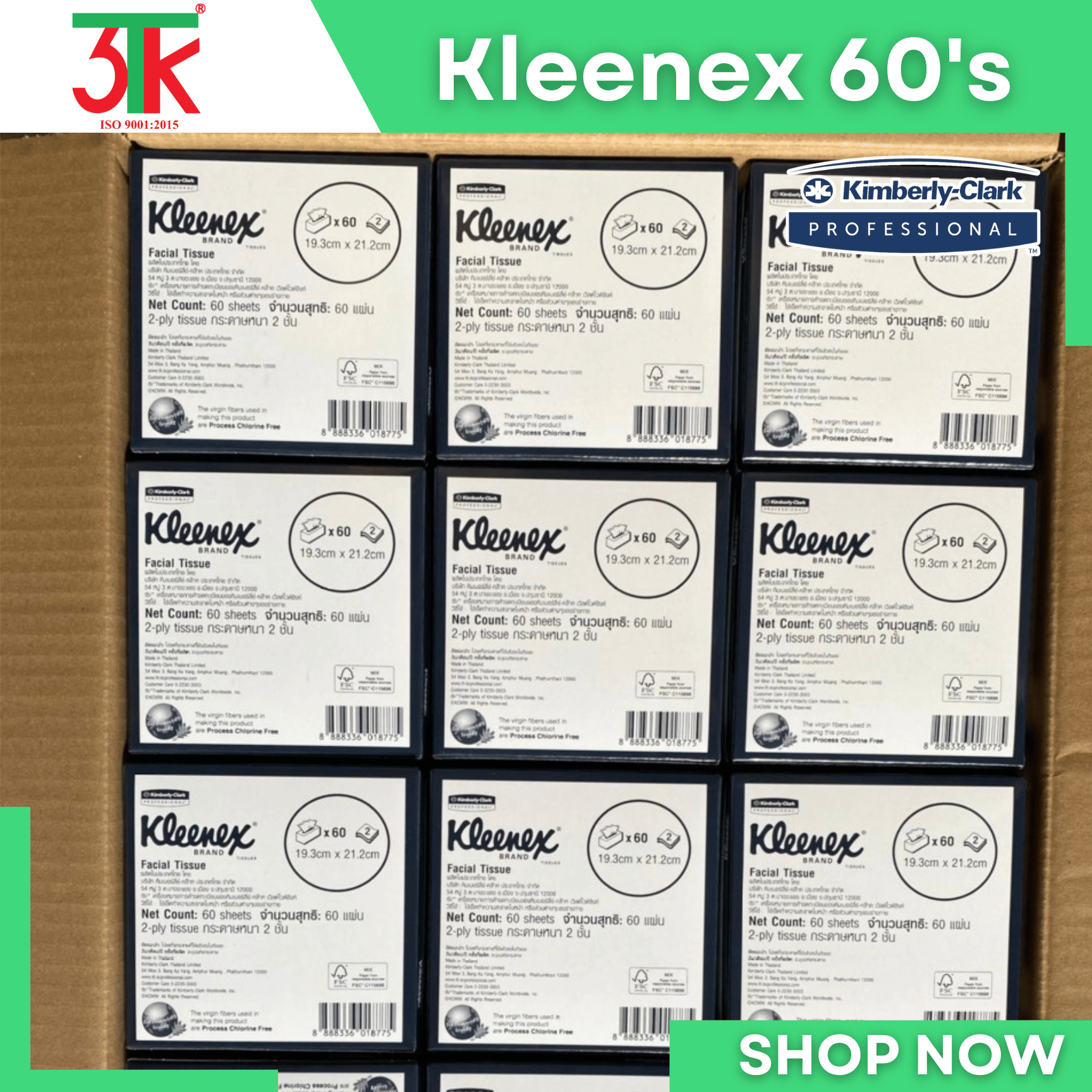 Giấy lụa KLEENEX loại 60 tờ Mã 93000 thương hiệu Kimberly-Clark Professional