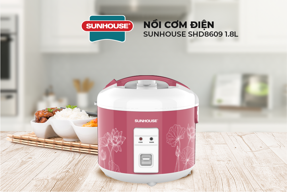 Nồi Cơm Điện Nắp Gài Sunhouse SHD8609 (1.8 Lít) - Hàng chính hãng