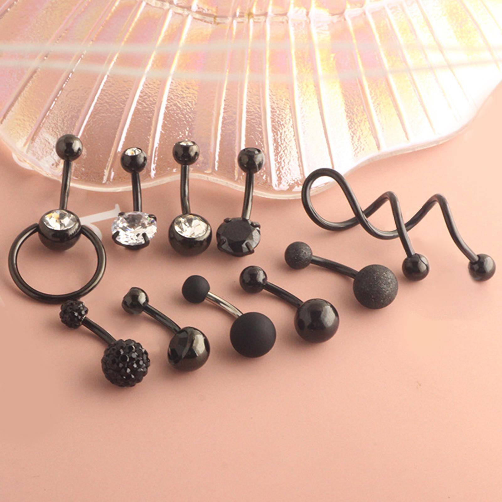 10Pcs Belly Button Rings Piercing Body Jewelry Stainless Steel for Women Men