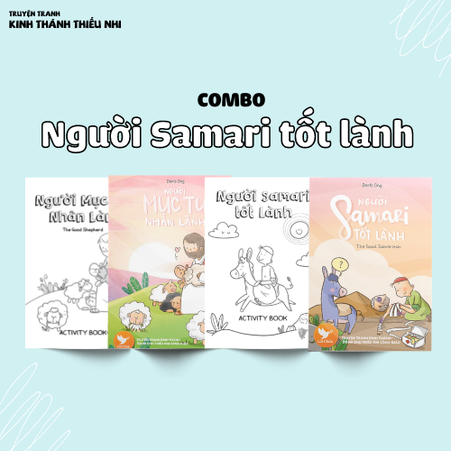 Combo Người Samari (song ngữ) - 2 Truyện Tranh Kinh Thánh Thiếu Nhi Công Giáo và 2 truyện tranh Kinh Thánh tô màu