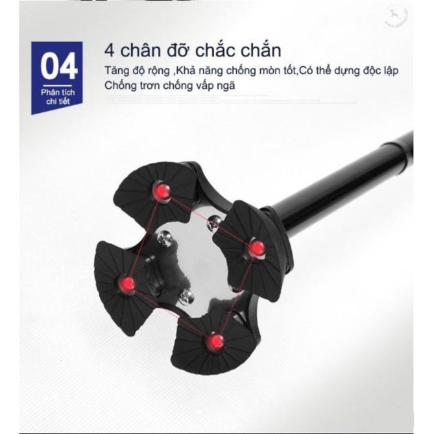 Gậy 4 chân chống tay kèm đèn led đa năng - AsiaMart