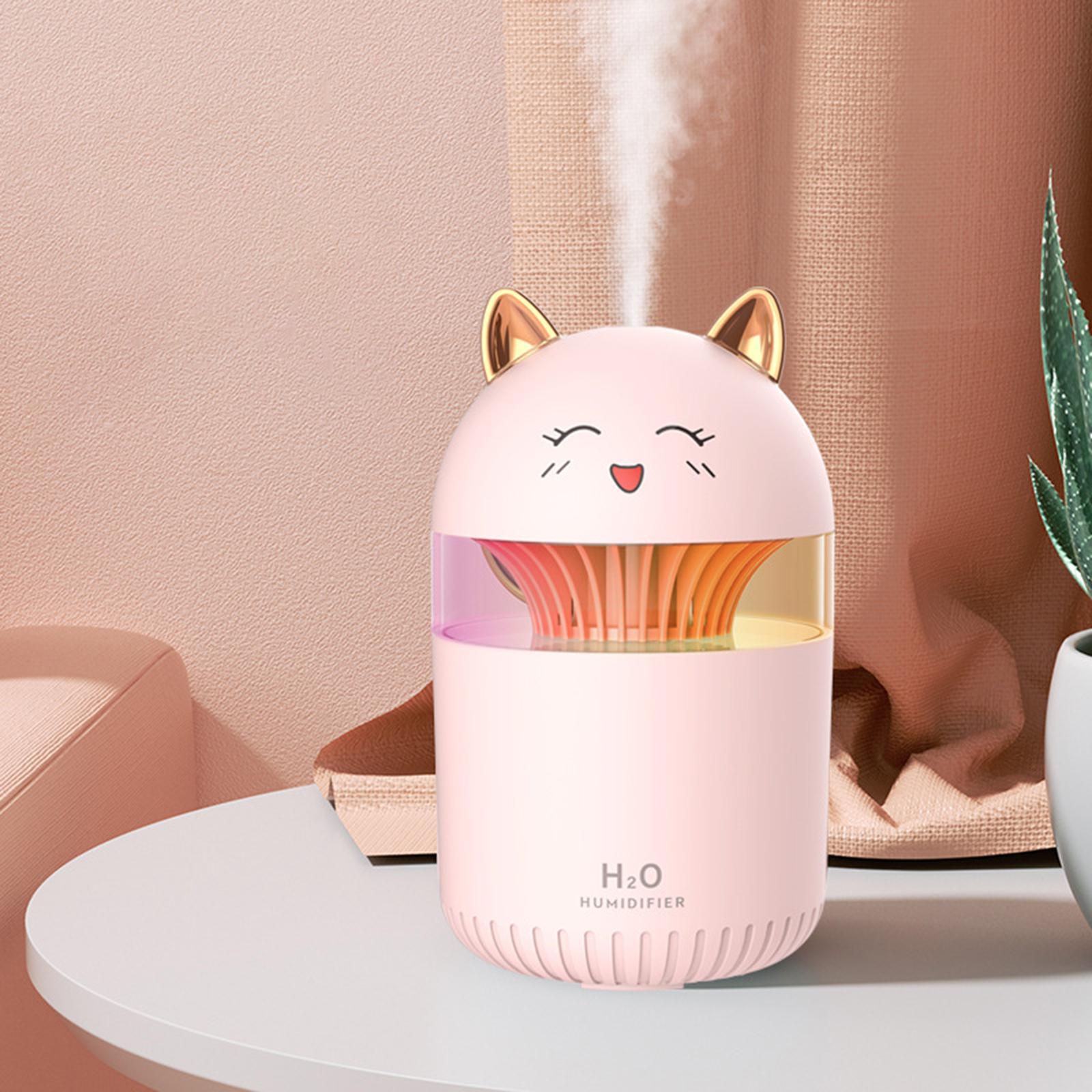 Lovely Cat Air Humidifier with Colorful Atmosphere Light Silent Portable Aromatherapy Diffuser for Car Bedroom SPA Travel Office