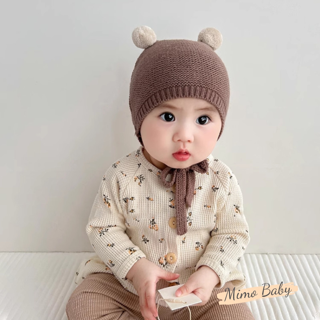 Mũ nón len quả bông cột dây đáng yêu cho bé ML258 Mimo Baby