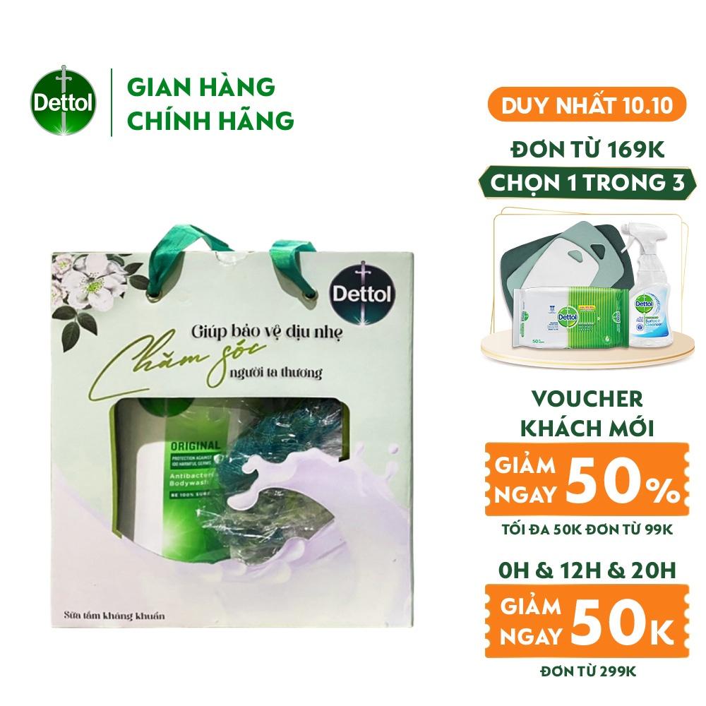 [Mã FMCGDET52 giảm 8% đơn 250k] [Hộp quà tặng kèm bông tắm] Sữa tắm Dettol kháng khuẩn – Chai 950g