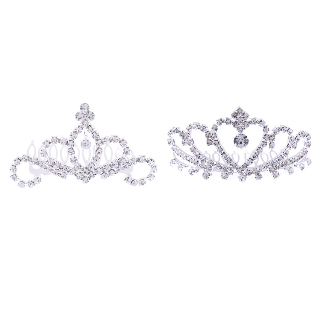 Princess Crown Tiara Crystal Hair Comb Wedding Bride Girls Hair Accessory #1