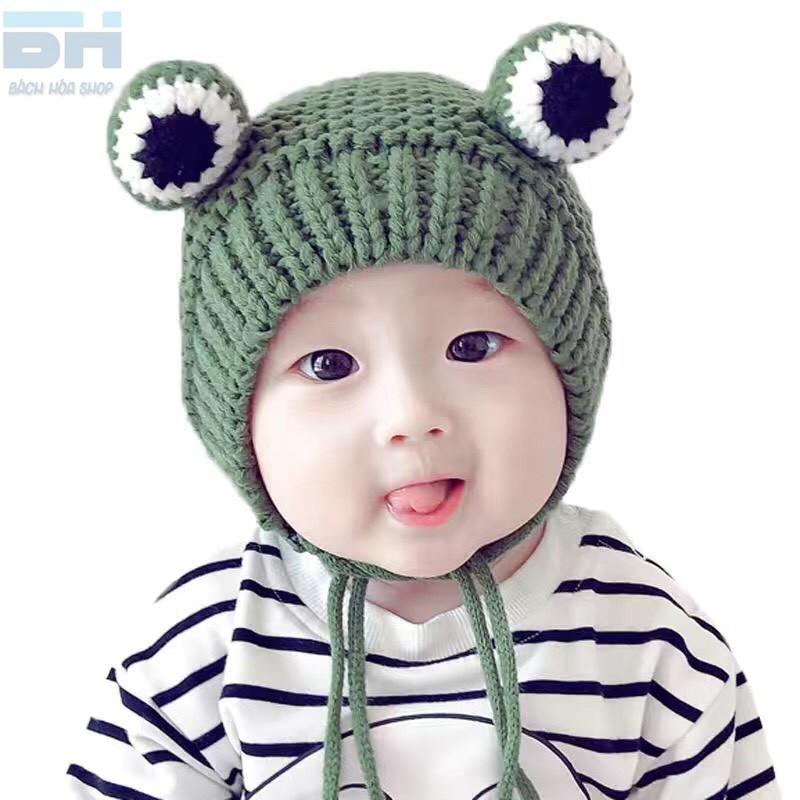Mũ Len dệt kim hình ếch con xinh xắn