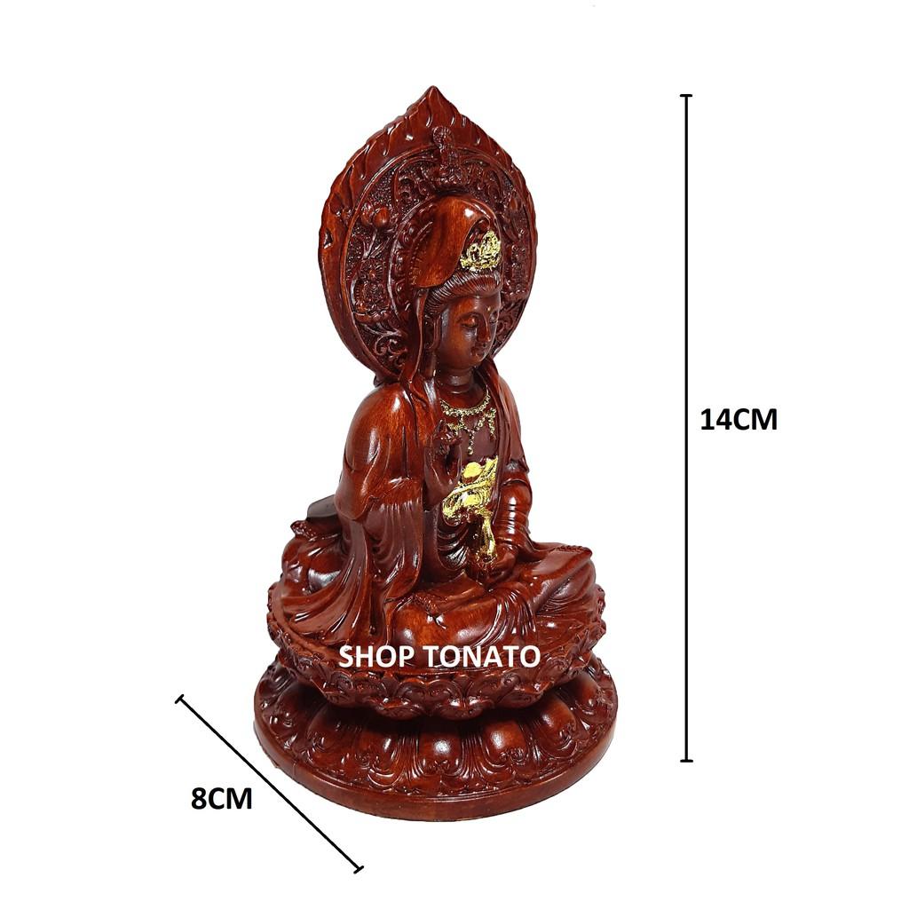 PHẬT QUAN ÂM NGỒI 2 MẶT ĐỂ XE Ô TÔ C2063 CAO 14CM