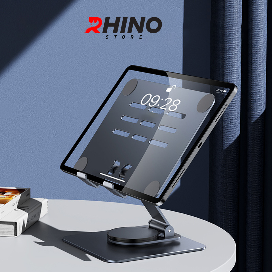 Kệ đỡ Ipad, máy tính bảng 360° Rhino KP501, giá đỡ nhôm cao cấp để bàn tiện lợi có thể gấp gọn - Hàng chính hãng