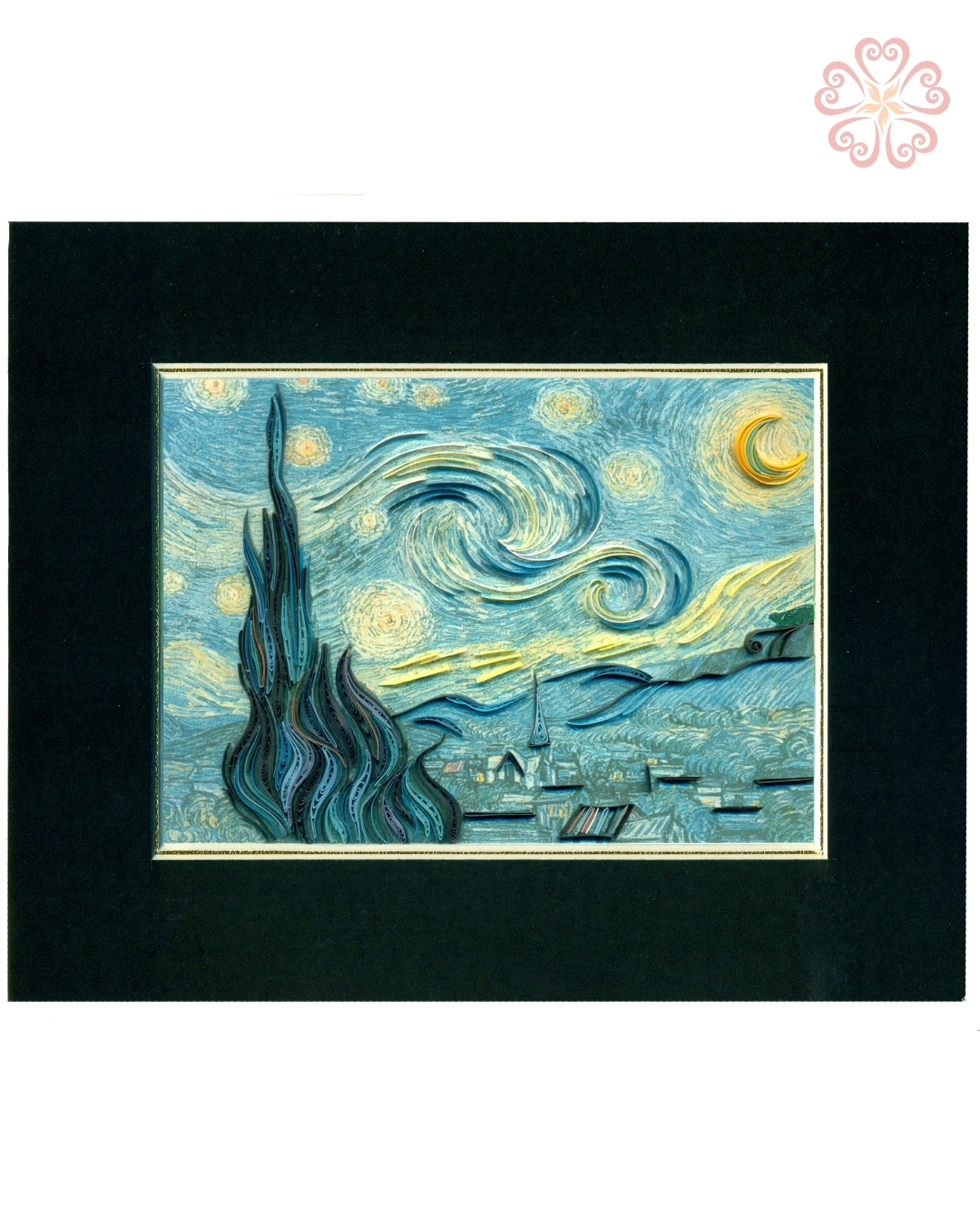 ( Sản phẩm đặc biệt ! ) Tranh Quilling Nghệ Thuật - "The Starry Night" (Đêm đầy sao) - Kích thước 25x20 cm.