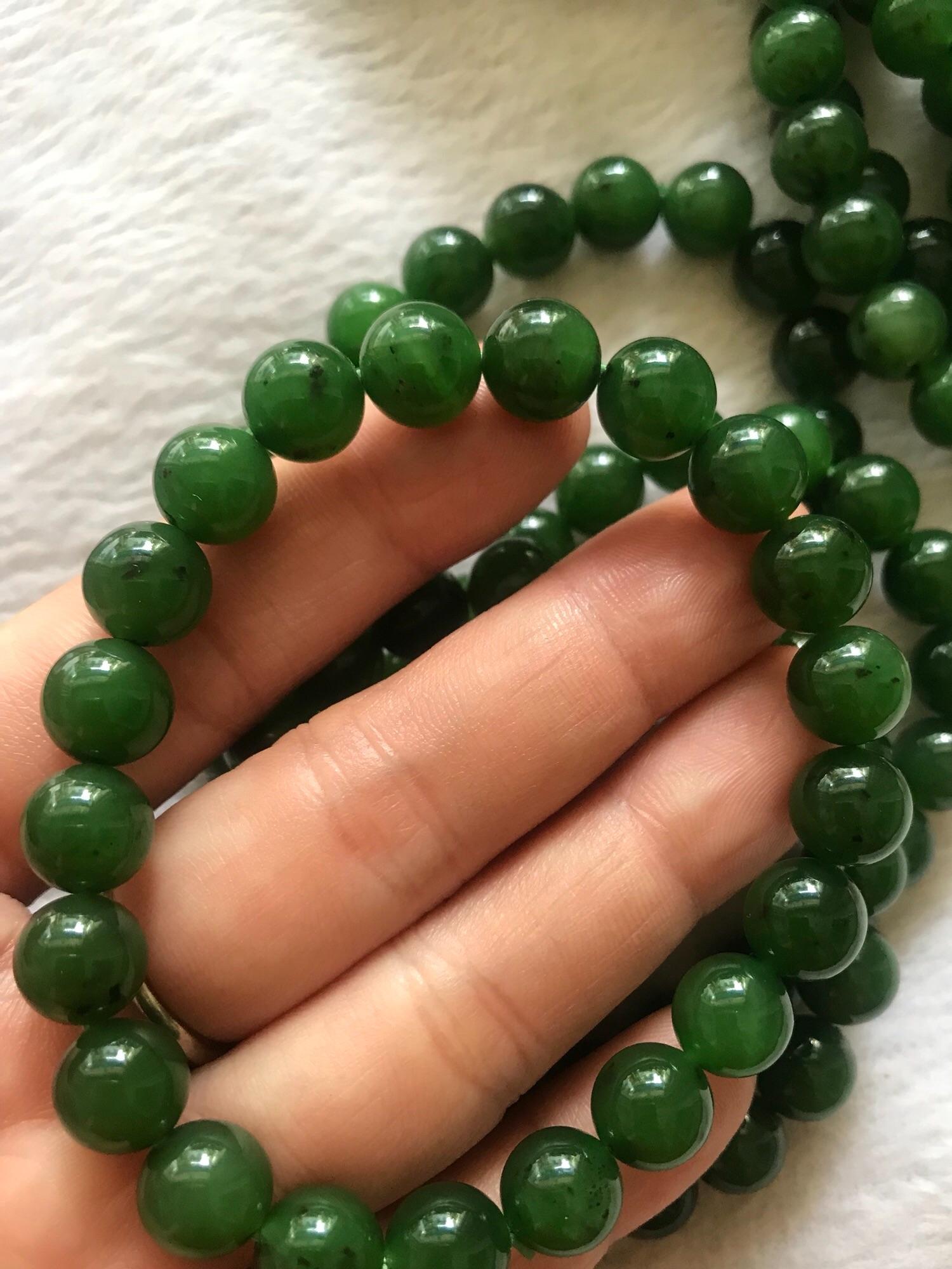 Vòng tay Ngọc Jade Xanh Ngọc Bích 9,5mm Chất đẹp hợp Nữ mạng Mộc Hỏa Thủy ạ
