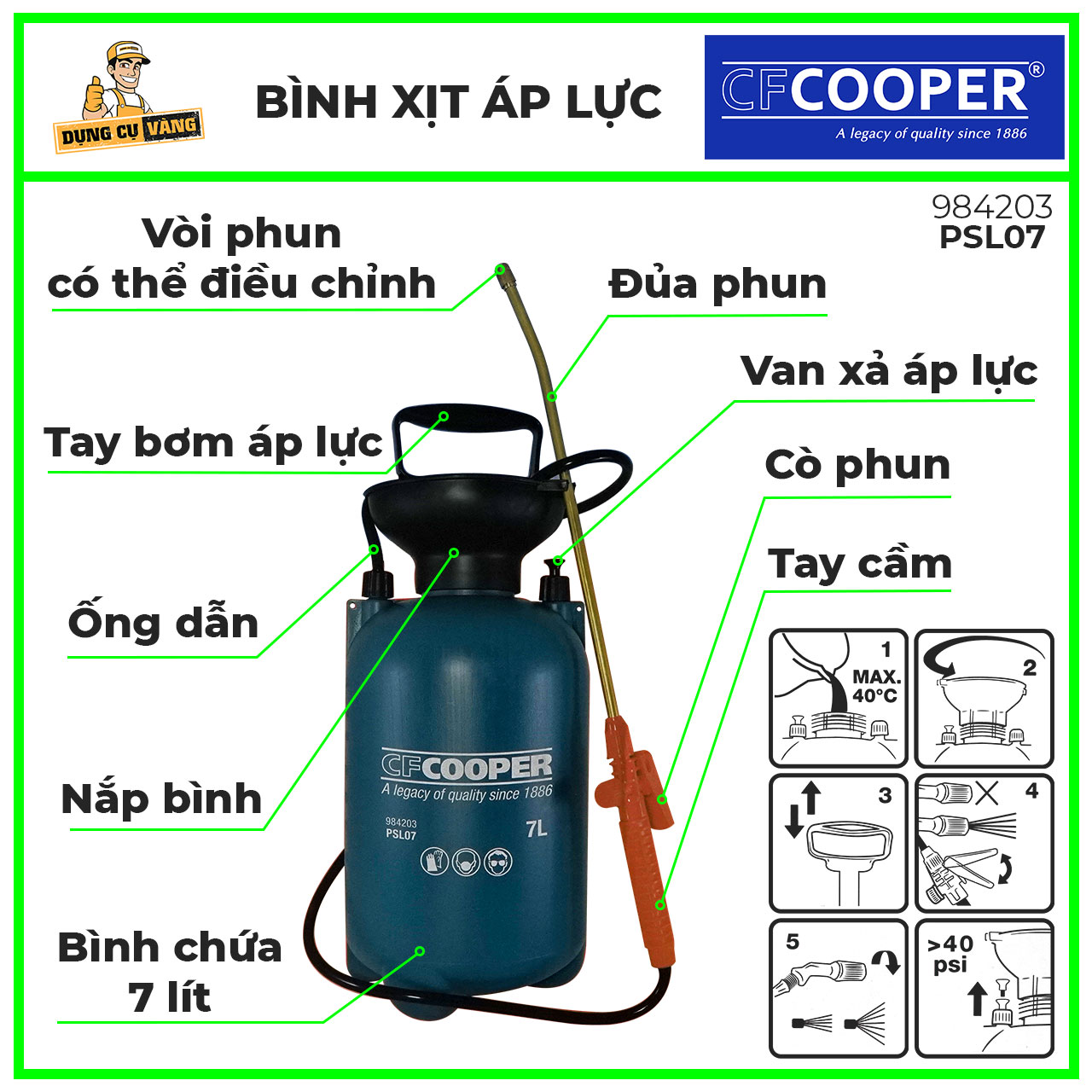 Bình xịt tưới cây 7.0L CFCooper 984203