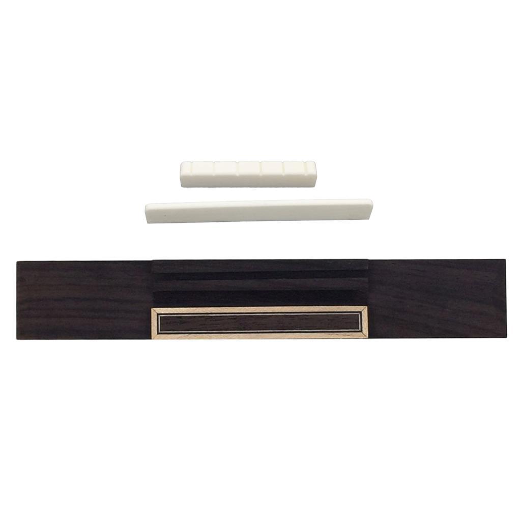 Rosewood Bridge Bone Slotted Saddle Nut for Guitar Instrument Accs