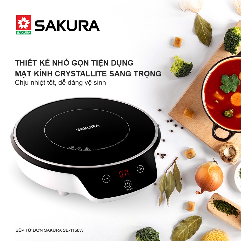 Bếp Từ Đơn Sakura SE1150W tặng kèm Nồi Lẩu - Hàng Chính Hãng