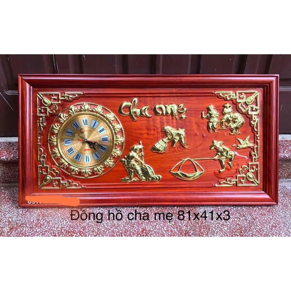 Tranh gỗ đồng hồ chữ Cha mẹ