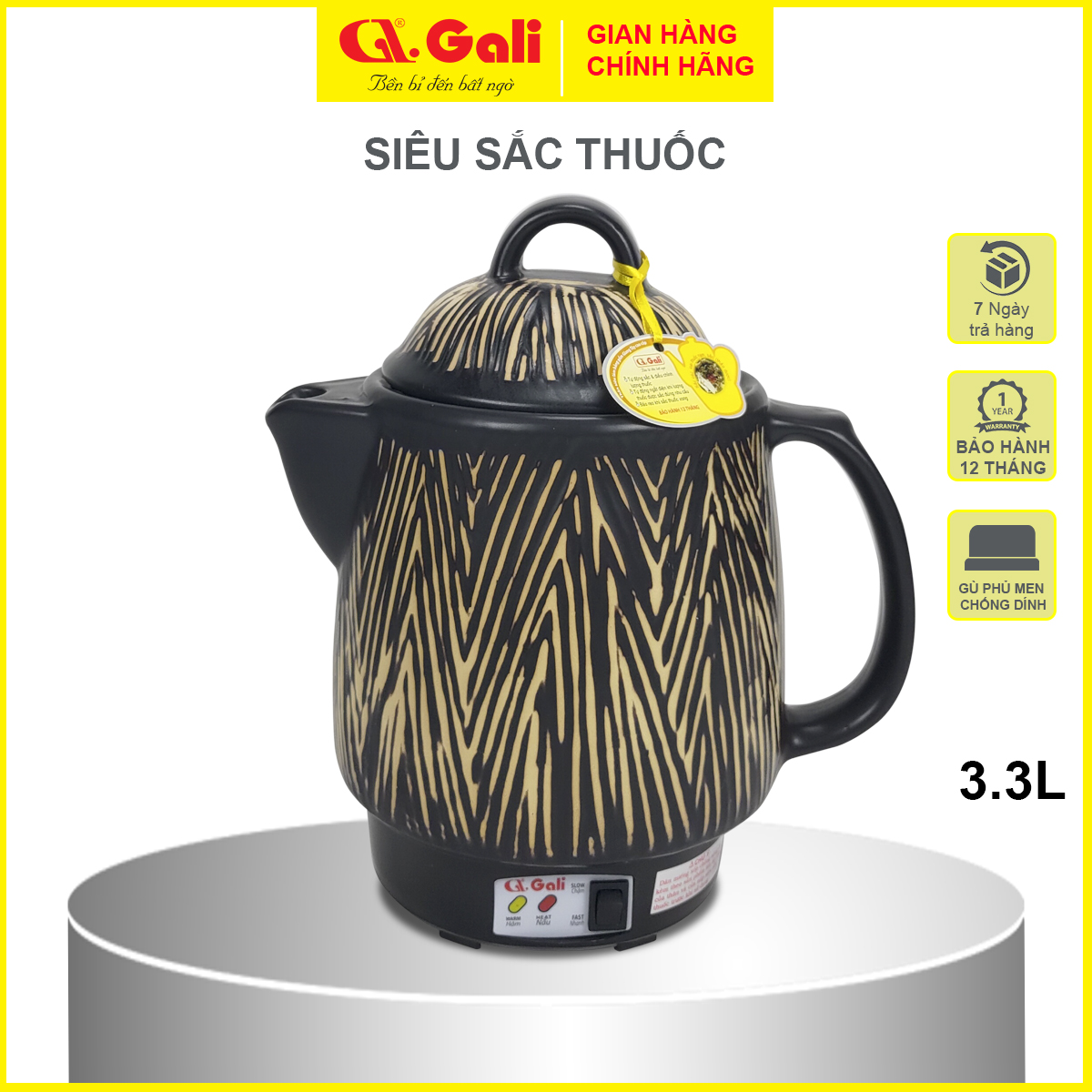 Ấm Sắc Thuốc Gali GL-1805 GL-1800 GL-1801 GL-1821 GL-1822 GL-1802 GL-1815. Dung tích 3,3L-4L, đa chức năng nấu các loại thuốc Bắc, Nam, Thảo Dược,... thân bằng gốm sứ cao cấp chịu nhiệt tốt. Bảo hành chính hãng. Siêu Sắc Thuốc, Ấm Nấu Thuốc