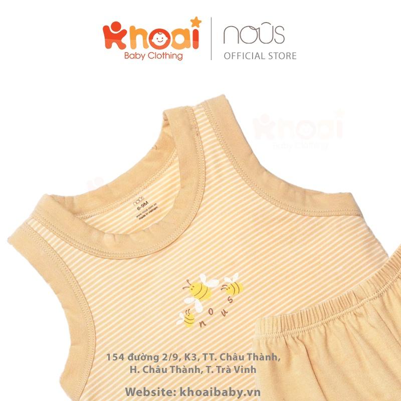 Bộ ba lỗ Nous kẻ vàng hình ong nhỏ - Chất liệu Nu Petit 95% cotton thiên nhiên