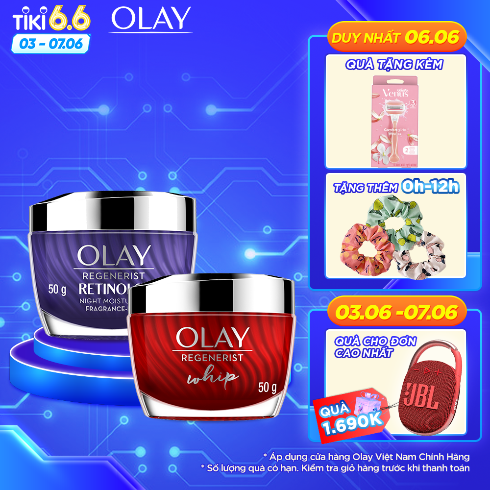 Combo 2 Kem Dưỡng Ẩm Ngăn Ngừa Lão Hóa OLAY Regenerist 50g Và Retinol24 50g