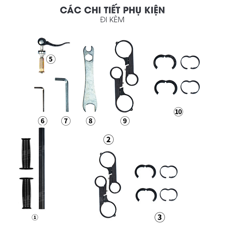 Bộ Đệm Yên Ghế Trước Xe Đạp HF06 Cho Trẻ Em Có Tay Vịn (full set) Gắn Khung Xe Đạp Chất liệu sắt có cao su chống trầy Mai Lee