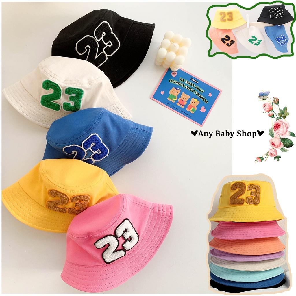 Hình ảnh Mũ nón Bucket rộng vành thời trang số 23 cho bé trai và bé gái 8 màu siêu cute hột me  -có dây nón   