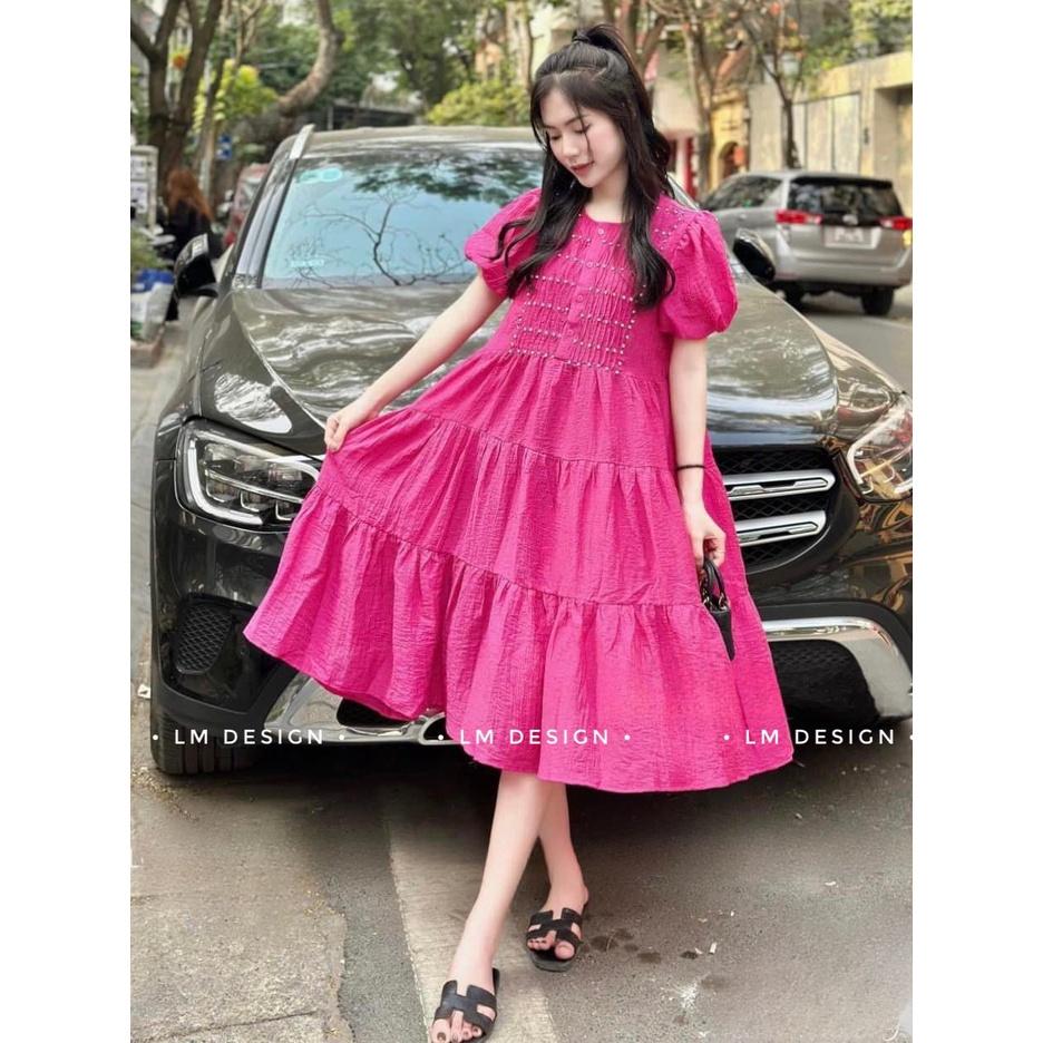 VÁY ĐI CHƠI, VÁY BABYDOLL CỔ TRÒN TAY NGẮN DÁNG DÀI XÒE CỰC XINH XỈU