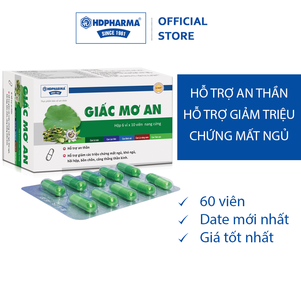 Giấc Mơ An - Hỗ An Thần, Hỗ Trợ Giảm Các Triệu Chứng Mất Ngủ, Khó Ngủ, Bồn Chồn, Hồi Hộp, Căng Thẳng (Hộp 60 Viên)