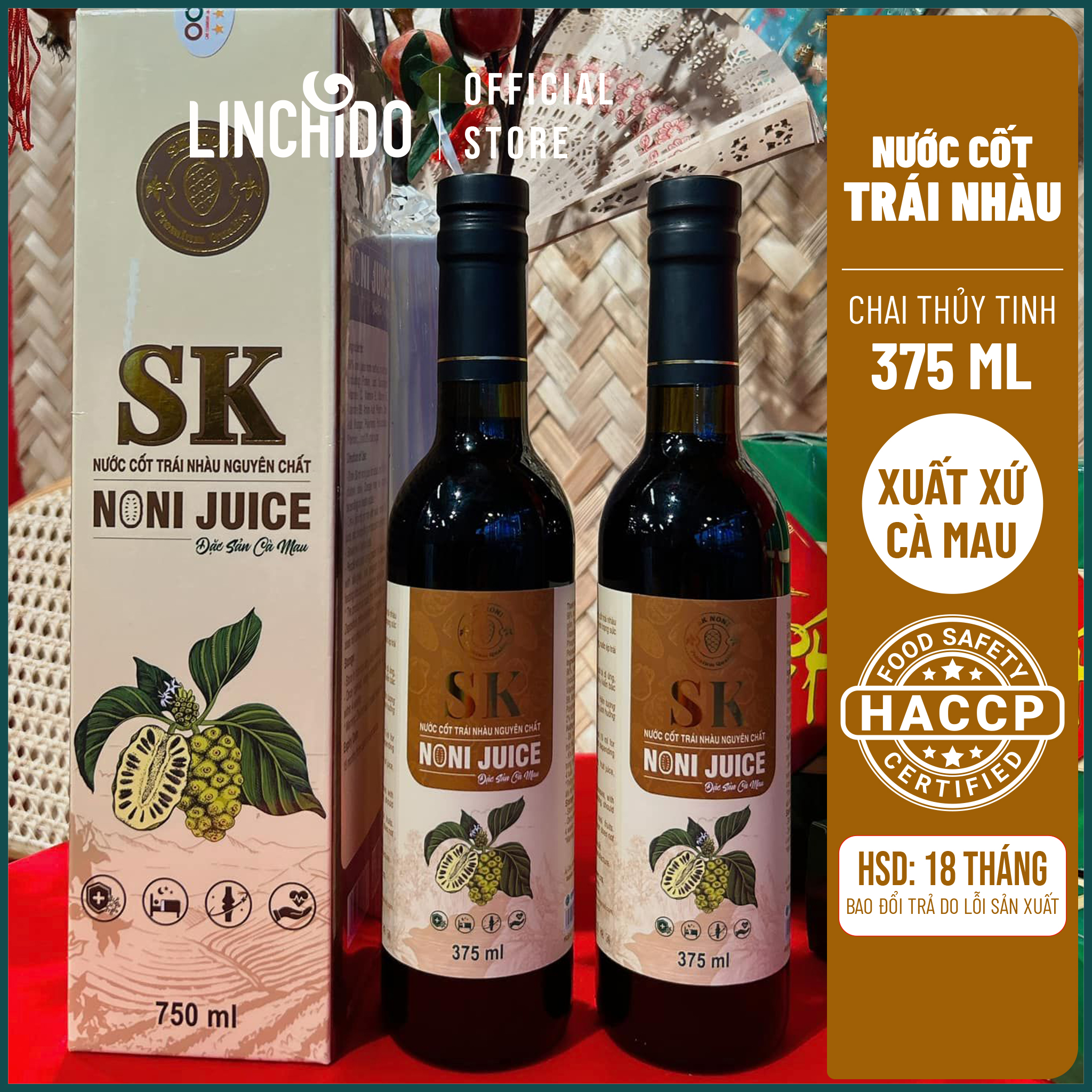 Nước Cốt Trái Nhàu Tươi Nguyên Chất Tách Mùi 375 ML- SK Noni Juice Premium