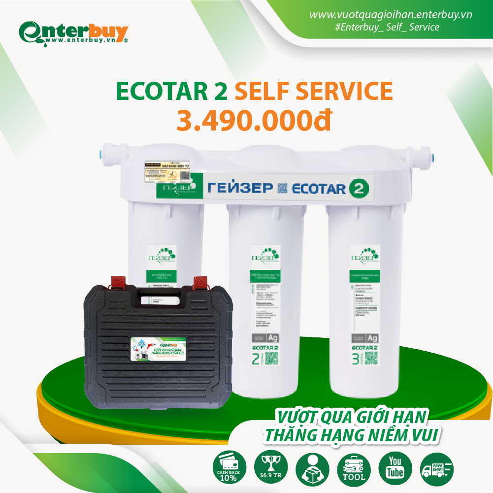 Máy lọc nước Geyser Ecotar 2_Self_Service bao gồm bộ dụng cụ và hướng dẫn tự lắp đặt tại nhà từ A đến Z by Enterbuy Việt Nam - Hàng chính hãng