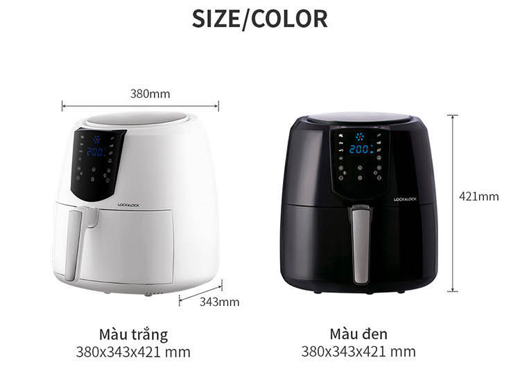 Nồi Chiên Không Dầu Điện Tử Lock&Lock EJF357BLK - Hàng Chính Hãng