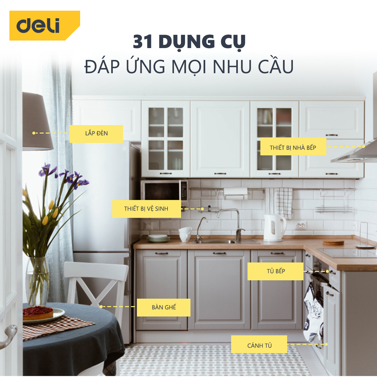 Bộ Dụng Cụ Sửa Chữa Đa Năng 31 Chi Tiết Deli Cao Cấp - Sử Dụng Nhiều Mục Đích, Tiện Dụng Cho Mọi Gia Đình - DL5972