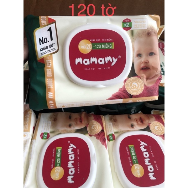 KHĂN ƯỚT MAMAMY KHÔNG MÙI LOẠI TẶNG 120 TỜ