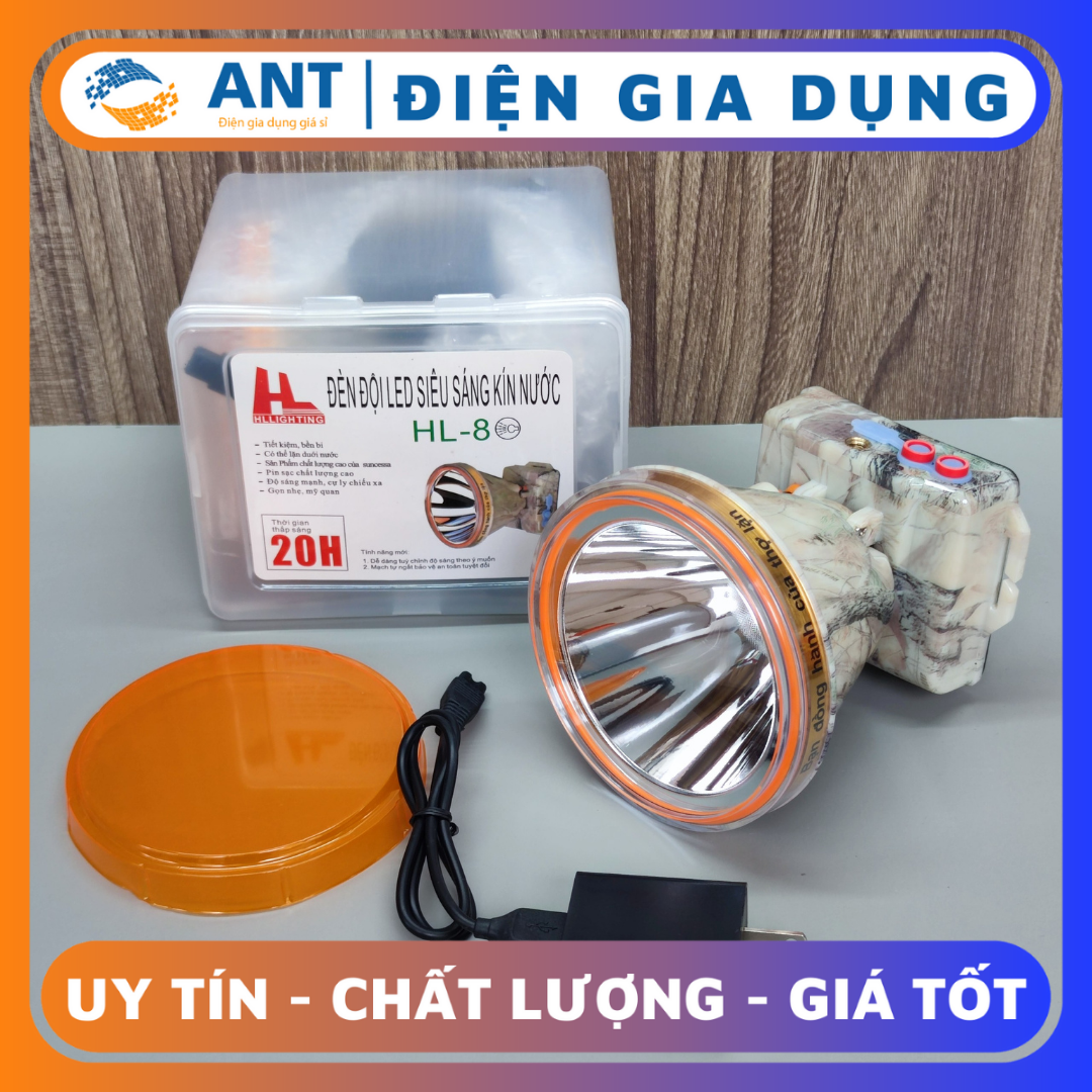 Đèn pin đội đầu siêu sáng chống nước, chóa 10cm HL-8