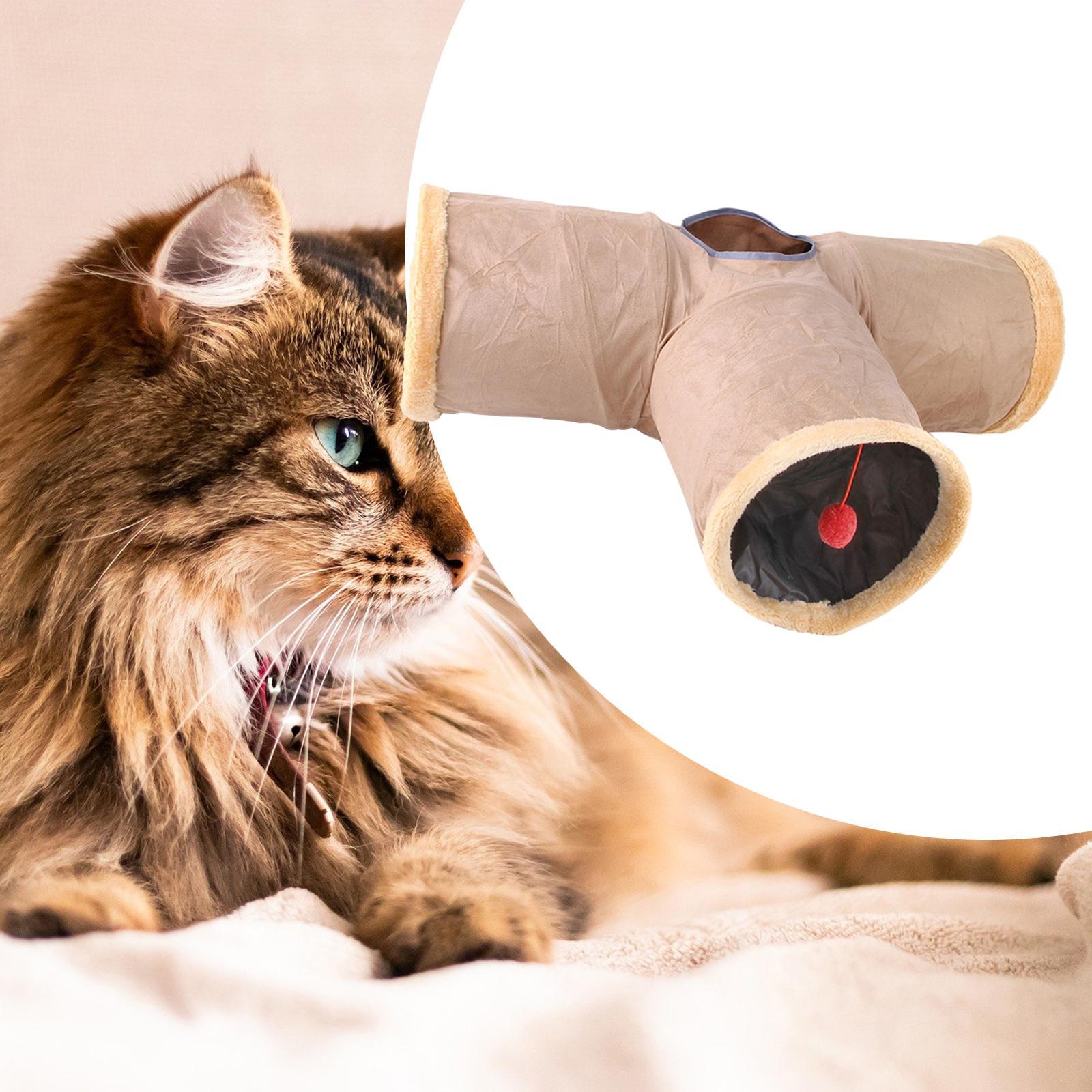 Cat Tunnel Tube for Indoor Cats, Cat Toys 3 Way Collapsible, Kitty Tunnel Cat Pet Toys Peek Hole Toy for Puppy, Kitten, Rabbit