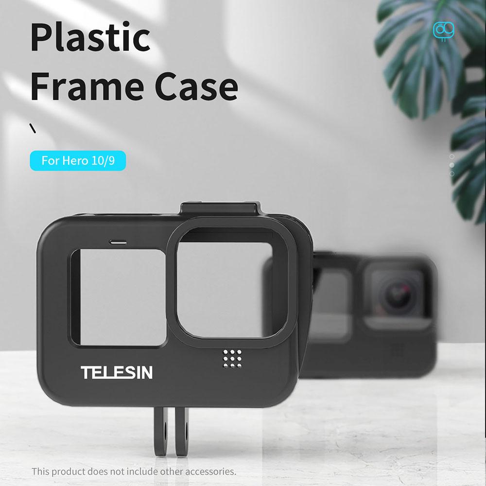 Vỏ khung bảo vệ Telesin cho GoPro Hero 11 10 9 PC Nhà ở Giá treo với phụ kiện camera hành động lỗ bên trong