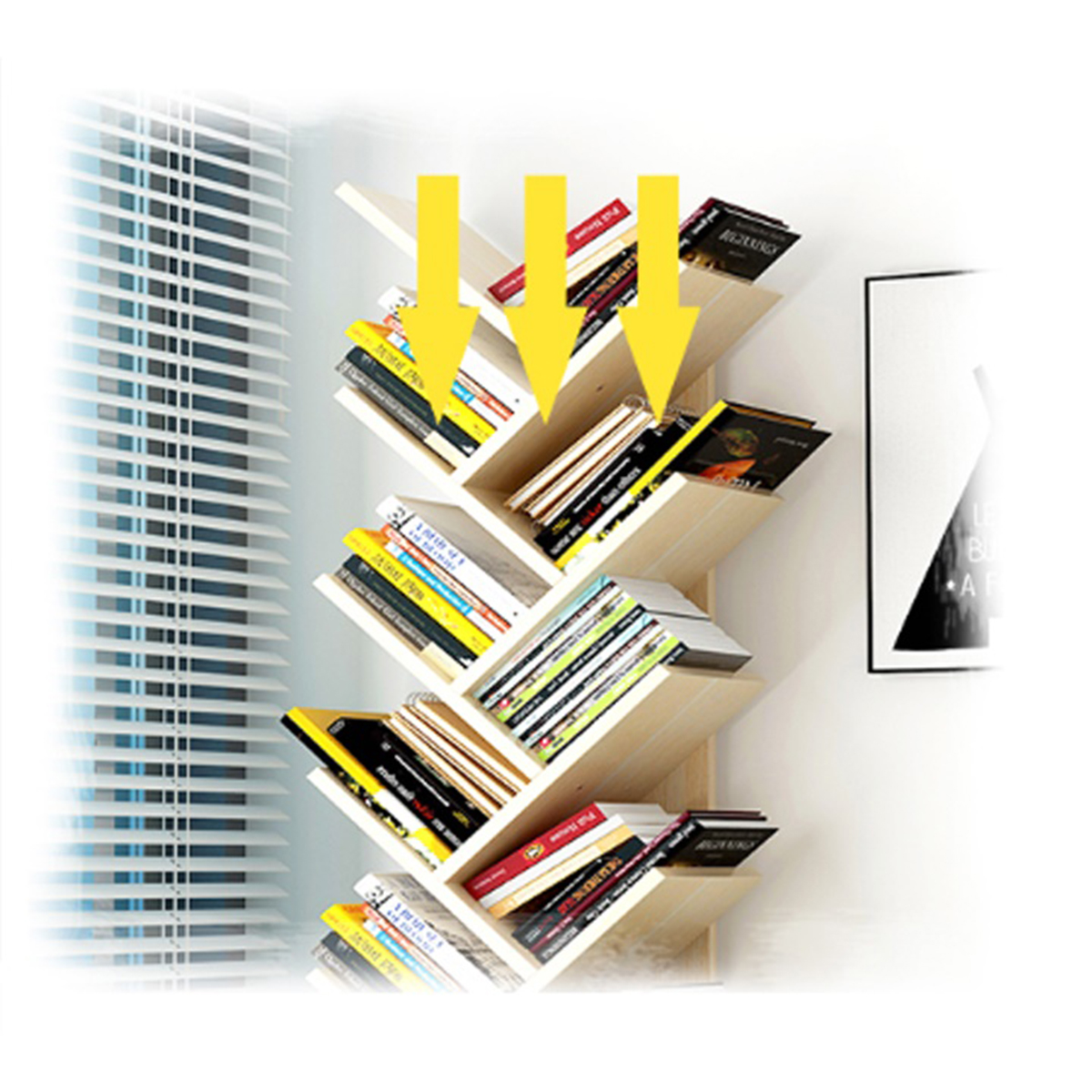 Kệ sách gỗ sắp xếp tài liệu văn phòng gọn gàng để sàn thông minh, kệ lưu trữ hồ sơ nơi làm việc nhiều màu sắc có ngăn chất liệu gỗ MDF kích thước 146*22*34
