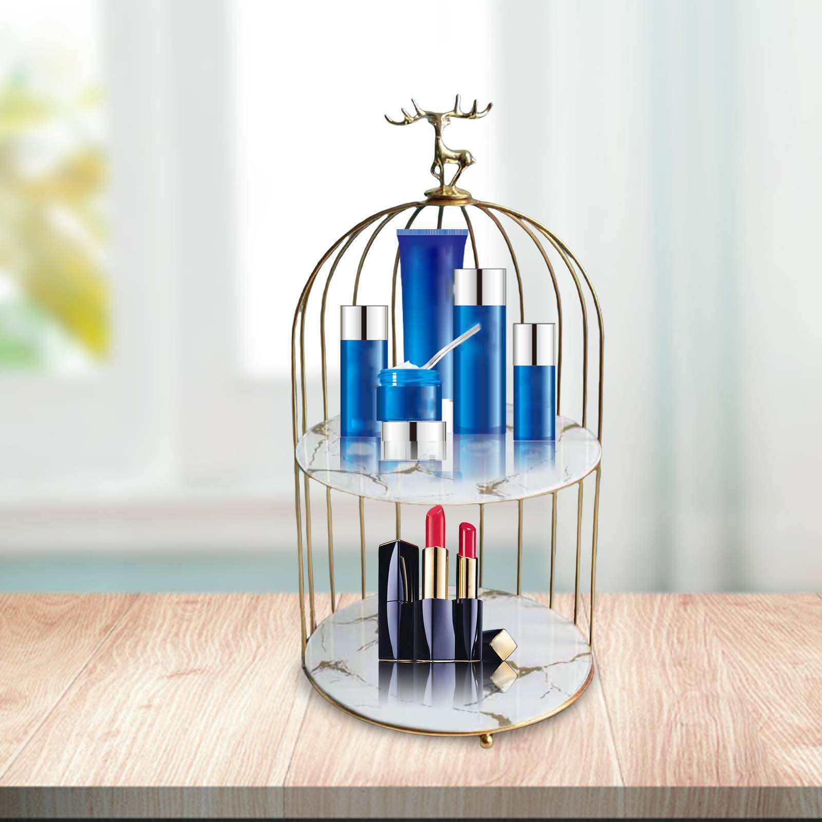 2 Pieces Bird Cage Cosmetic Storage Racks Dresser Makeup Organizer Shelves