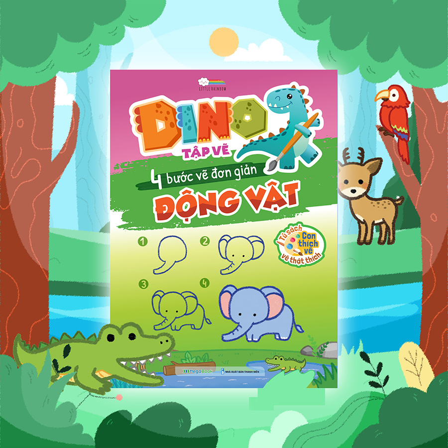 Sách DINO tập vẽ - 4 bước vẽ đơn giản Động Vật