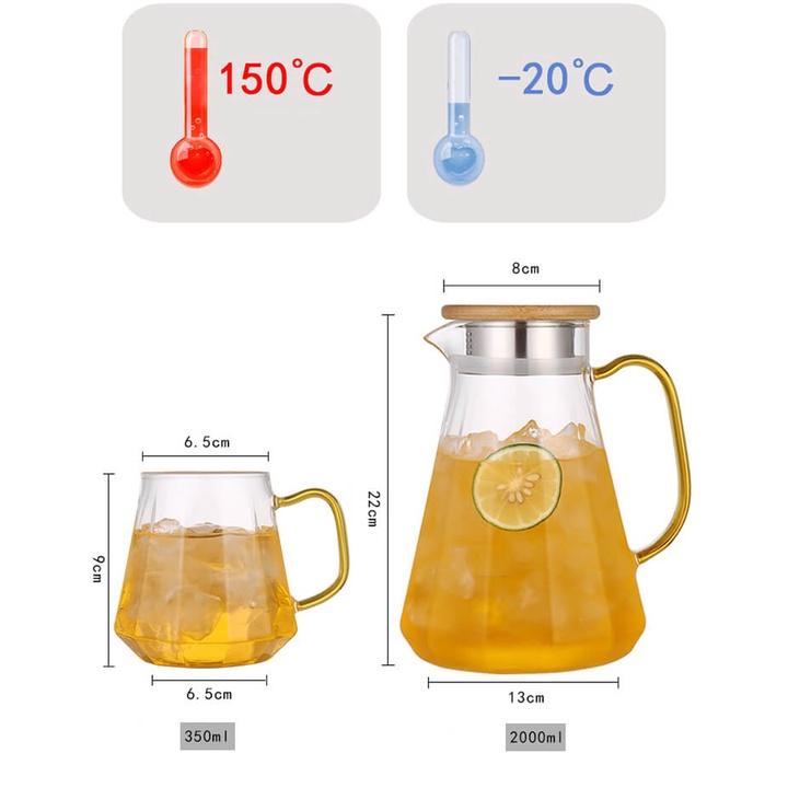 Bộ Bình Nước Thủy Tinh Chịu Nhiệt Cao Cấp BN07