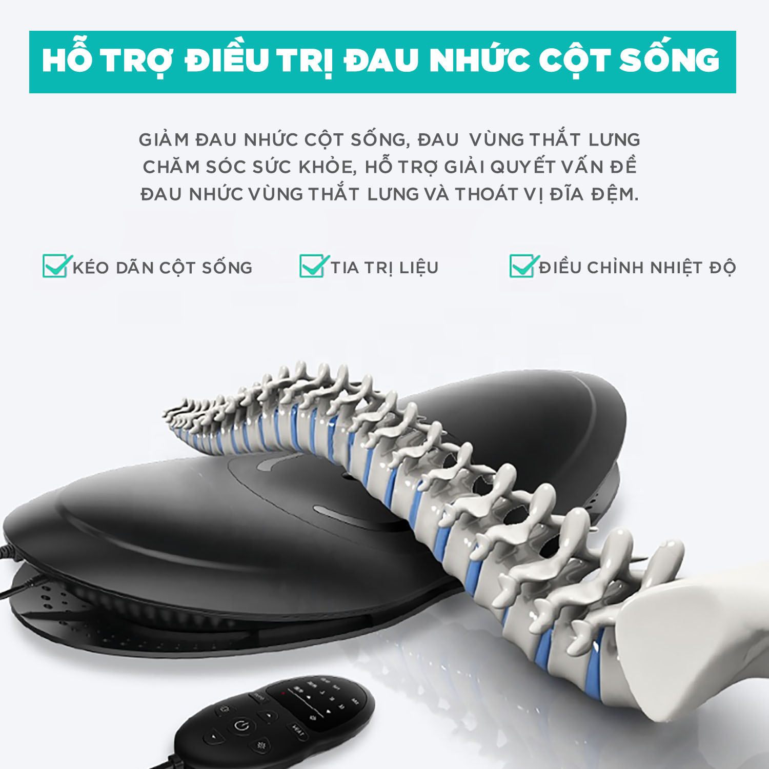 Máy Massage Lưng Cao Cấp KINGTECH KB-920  - Mát xa Thắt Lưng, Eo, Cột Sống - Hỗ Trợ Điều Trị Thoát Vị Đĩa Đệm, Thoái Hóa, Đau Đốt Sống, Vai Gáy - Tích Hợp Tính Năng Nhiệt Hồng Ngoại 45 - 65 độ - Hàng Chính Hãng