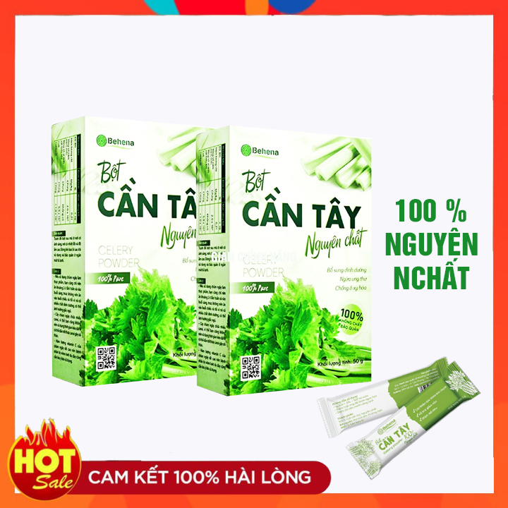 Bột Cần Tây Nguyên Chất Behena 50g - Cần Tây Sấy Lạnh Nghiền Mịn Bằng Cối Đá - Hỗ Trợ Giảm Cân - Mỡ Máu - Huyết Áp Cao