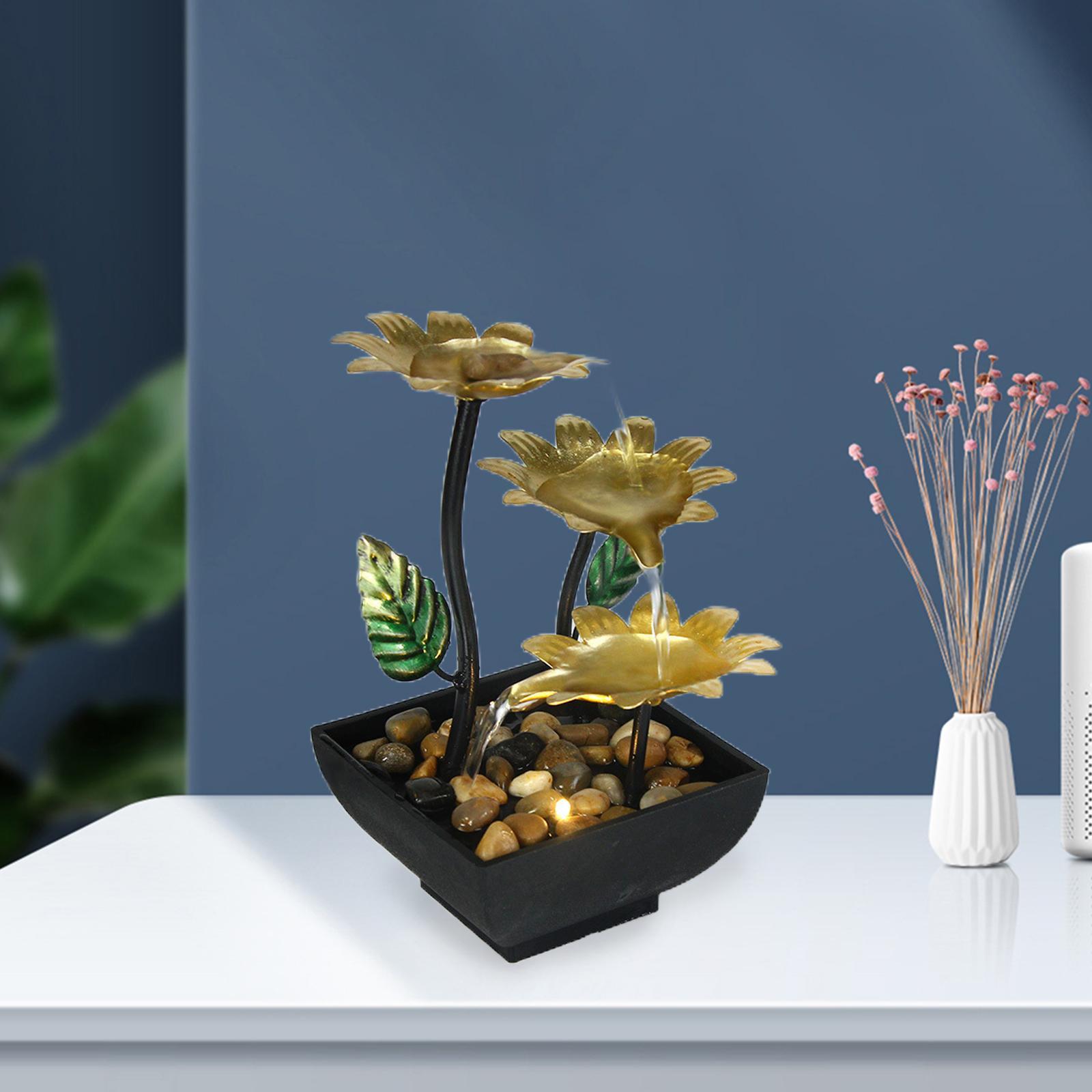 Desktop Water Fountain Relaxation USB with LED Light Illuminated Waterfall for Indoor