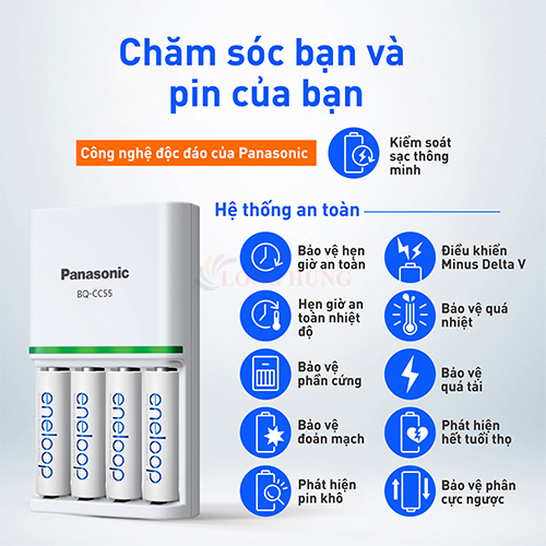 Bộ sạc pin Panasonic Eneloop AA 2000mAh K-KJ55MC40V2 (4 viên) - Hàng chính hãng