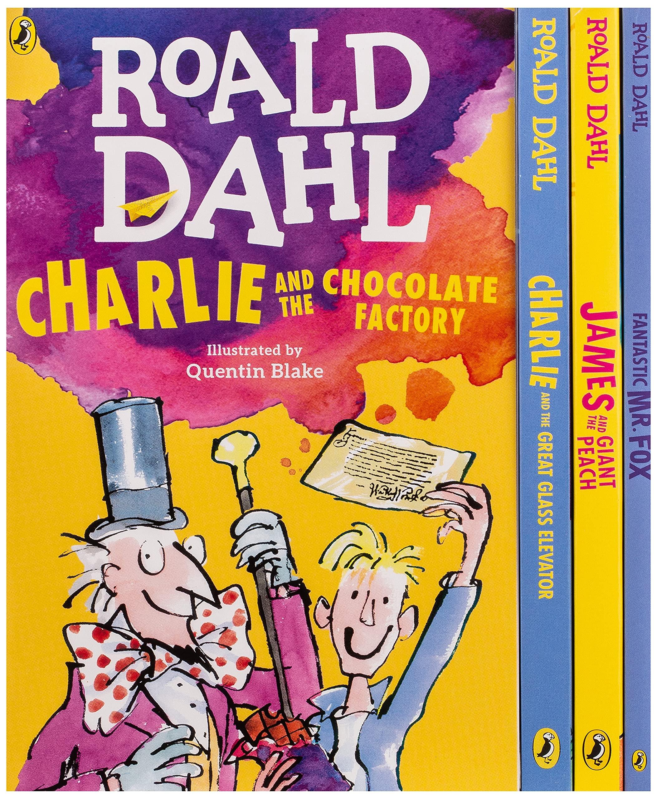 Roald Dahl Magical Gift Set (4 Books): Charlie and the Chocolate Factory, James and the Giant Peach, Fantastic Mr. Fox, Charlie and the Great Glass Elevator