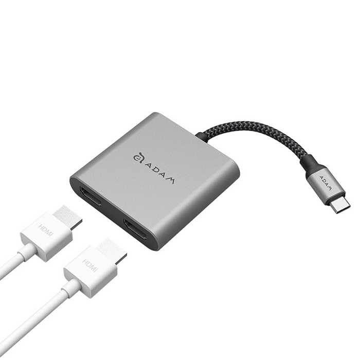 Cổng chuyển Adam Elements 2 in 1 USB-C CASA to 2*HDMI Multi-stream - Hàng chính hãng